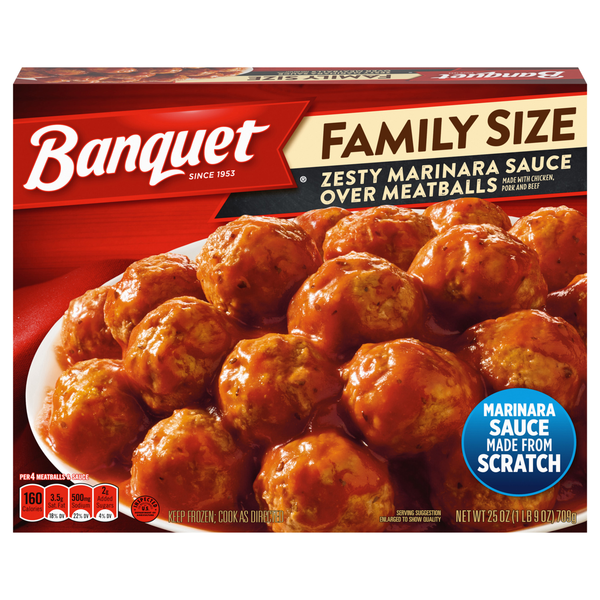 Banquet Zesty Marinara Sauce Over Meatballs Family Size Frozen Meal