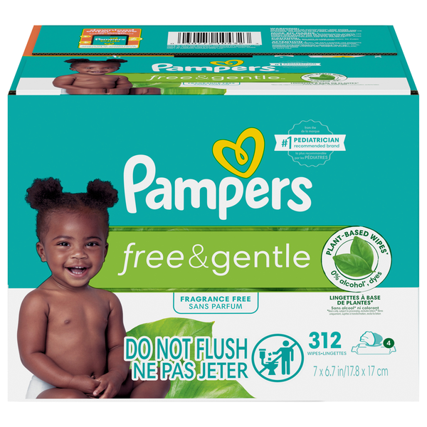 Pampers Free & Gentle Baby Wipes - 4 pk