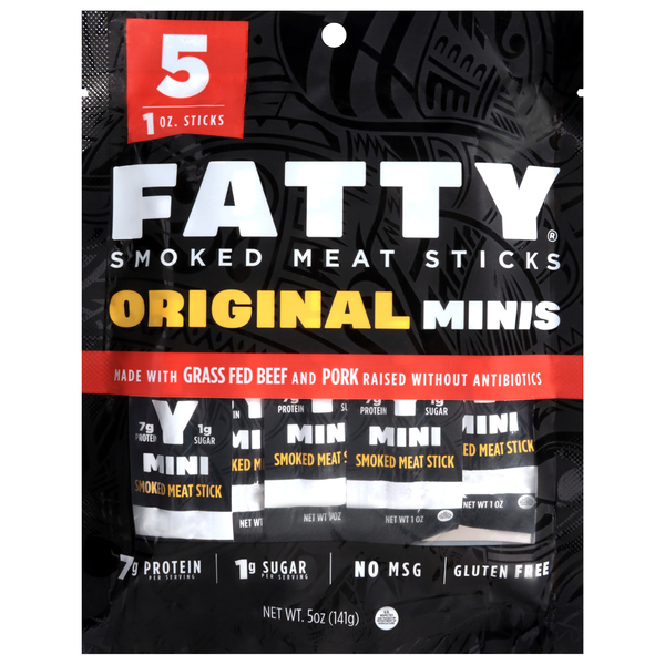 Fatty Minis Original Smoked Meat Sticks - 5 ct