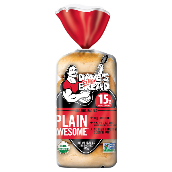 Dave's Killer Bread Organic Plain Awesome Whole Grain Bagels - 5 ct