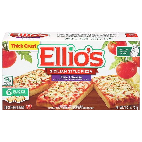 Ellio's Sicilian Style Five Cheese Pizza - 6 slices Frozen