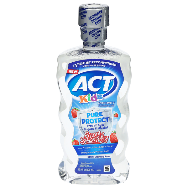 ACT Kids Pure Protect Simply Strawberry Anticavity Fluoride Rinse