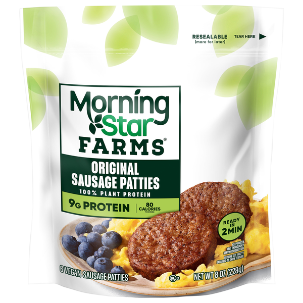 MorningStar Farms Plant Protein Veggie Breakfast Sausage Patties - 6 ct