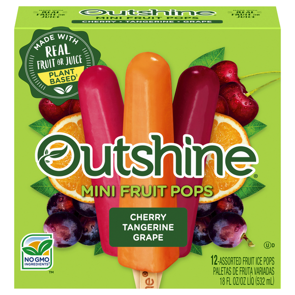 Outshine Cherry Tangerine & Grape Mini Fruit Ice Pops - 12 ct