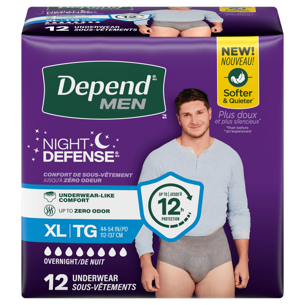 Depend Men's Night Defense Incontinence Underwear XL