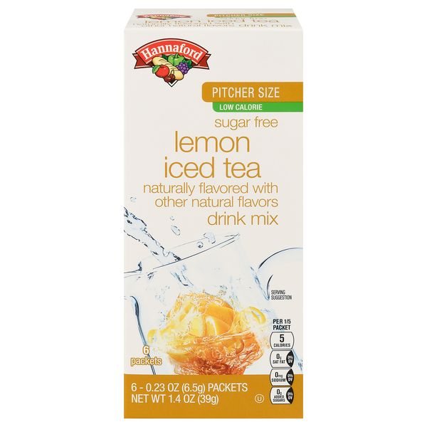 Hannaford Sugar Free Lemon Flavor Iced Tea Mix Pitcher Size - 6 ct