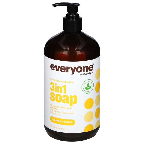 Everyone Coconut Lemon 3-in-1 Soap Body Wash Bubble Bath & Shampoo Pump