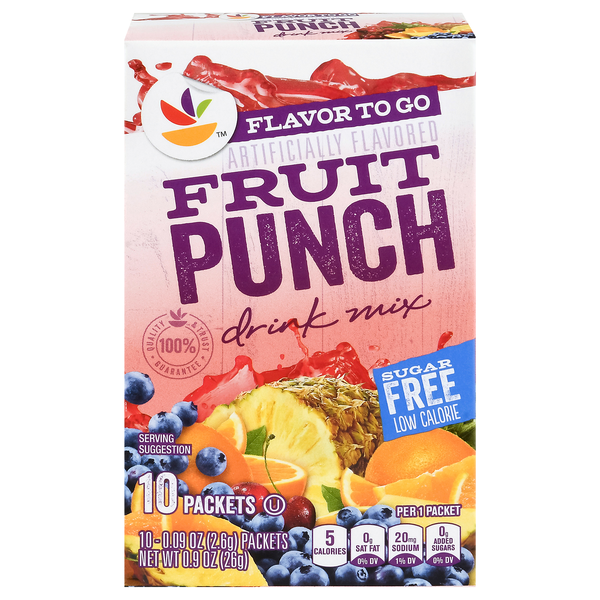 Stop & Shop Flavor To Go Drink Mix Packets Fruit Punch Sugar Free - 10 ct