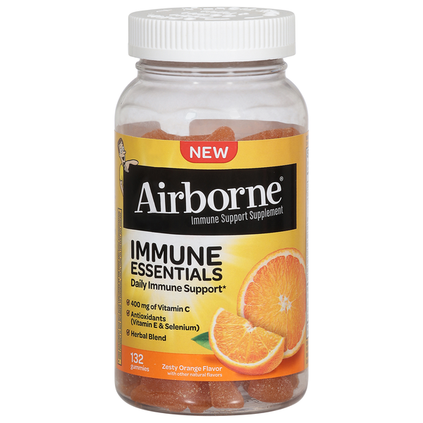 Airborne Zesty Immune Essentials Zesty Orange Flavor Gummies
