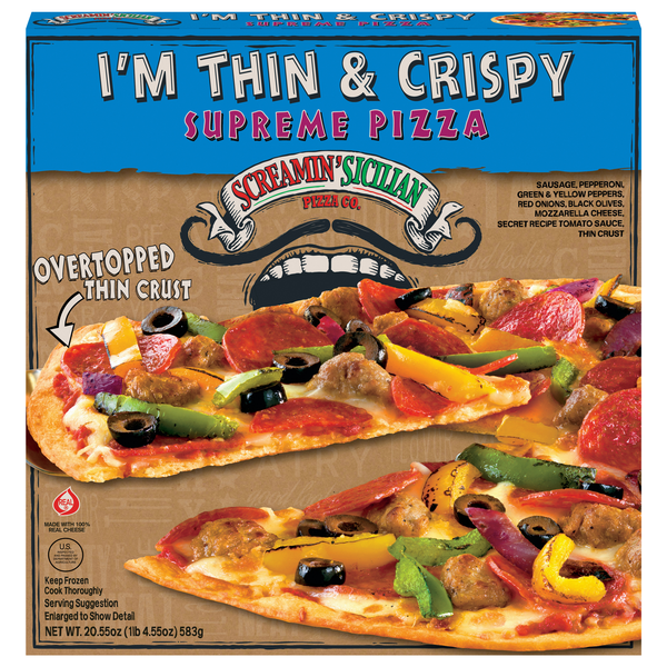 Screamin' Sicilian I'm Thin & Crispy Supreme Pizza Frozen