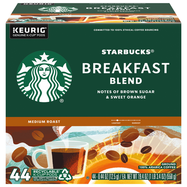 Starbucks Breakfast Blend Medium Roast K-Cup Coffee Pods