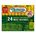 Nathan's Famous Bun Length Skinless All Beef Hot Dogs - 24 ct