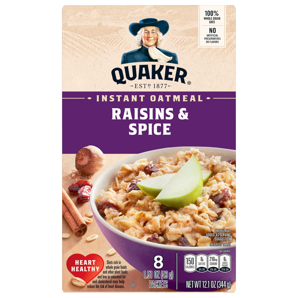 Quaker Raisins & Spice Instant Oatmeal - 8 ct