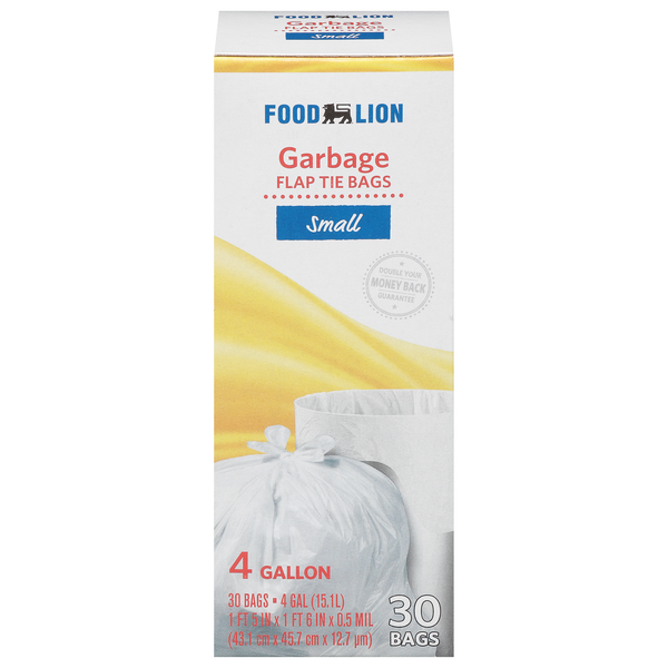 Food Lion Small Flap Tie 4 Gallon Garbage Bags