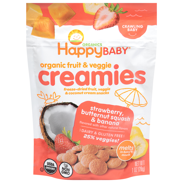 Happy Baby Organics Crawling Baby Creamies Strawberry/Squash/Banana Melts