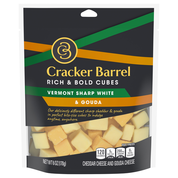 Cracker Barrel Vermont Sharp White Cheddar & Gouda Cheese Cubes