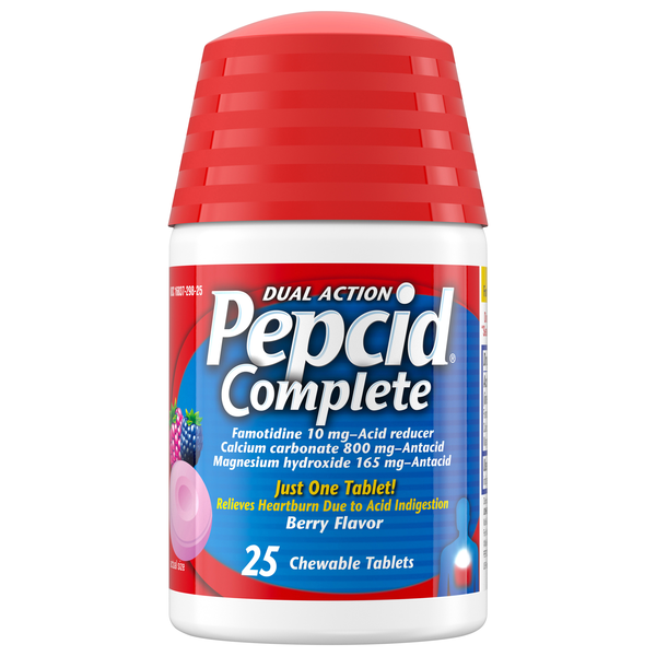 Pepcid Dual Action Complete Acid Reducer + Antacid Chew Tablets Berry