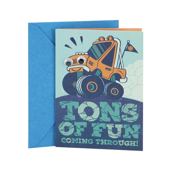 Hallmark Birthday Greeting Card for Kids (Monster Truck Sticker)