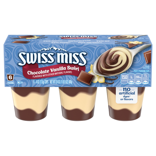 Swiss Miss Chocolate Vanilla Swirl Pudding Cups - 6 ct