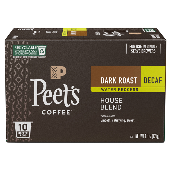 Peet's Decaf House Blend Dark Roast Coffee K-Cup Pods