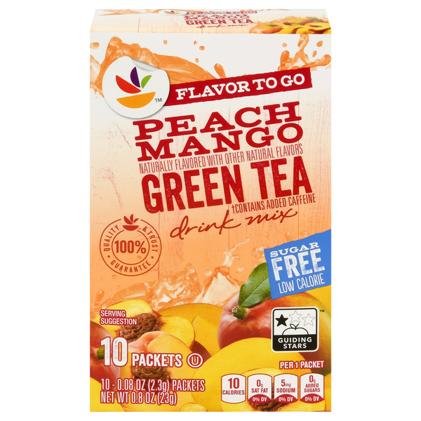 Our Brand Sugar Free Peach Mango Green Iced Tea Drink Mix Packets 10 ct