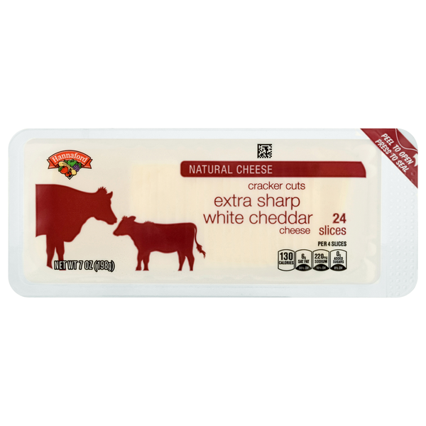 Hannaford Cracker Cuts Extra Sharp White Cheddar Cheese Slices - 24 ct