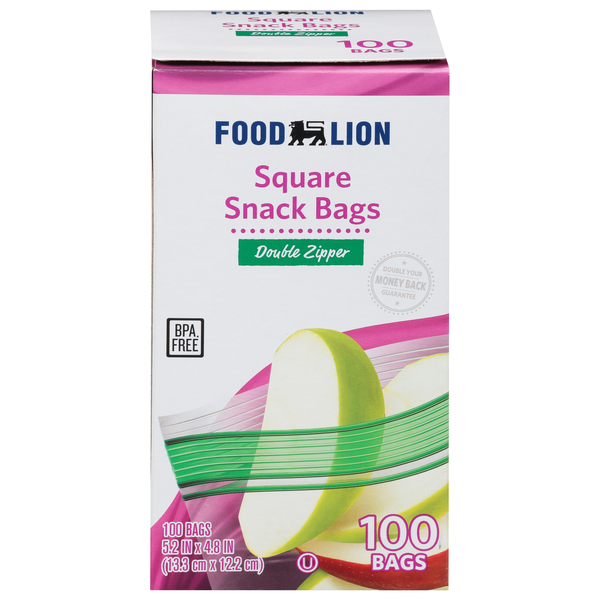 Food Lion Square Double Zipper Snack Bags