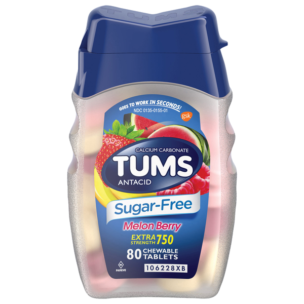 TUMS Antacid Sugar-Free Melon Berry Extra Strength 750 Chewable Tablets