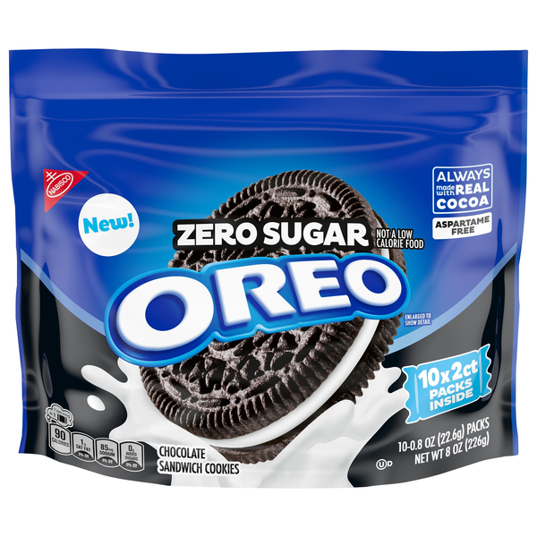 OREO Zero Sugar Chocolate Sandwich Cookies - 10 ct