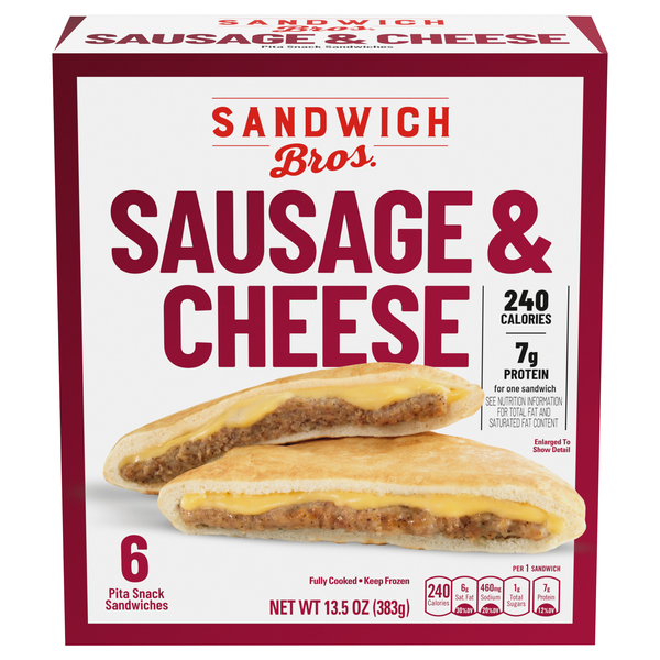 Sandwich Bros. Sausage & Cheese Pita Snack Sandwiches - 6 ct Frozen