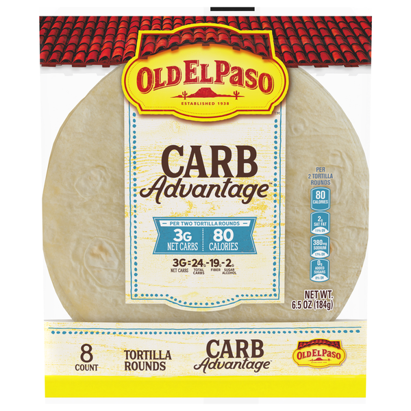 Old El Paso Carb Advantage Soft Tortilla Rounds - 8 ct