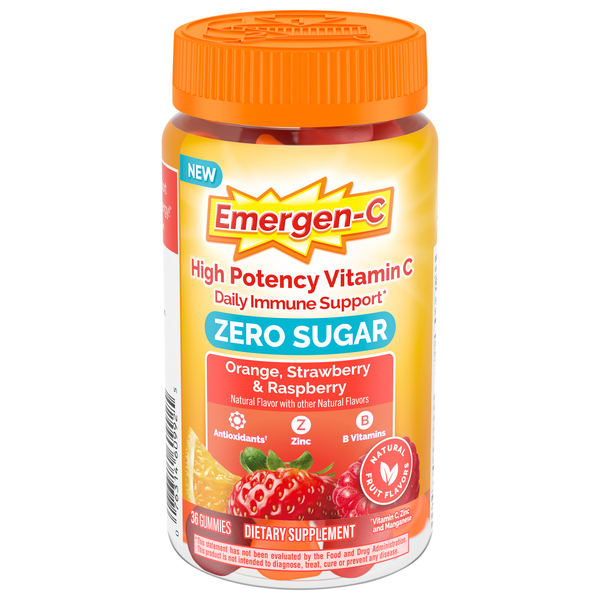 Emergen-C Immune Support Zero Sugar Orange Strawberry & Raspberry Gummies