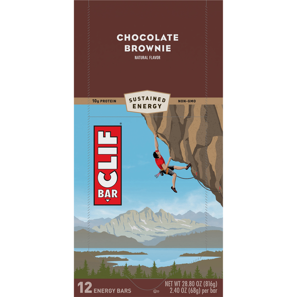 CLIF Organic Chocolate Brownie 10g Protein Energy Bars - 12 ct