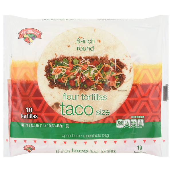 Hannaford Flour Tortillas for Tacos 8 Inch - 10 ct