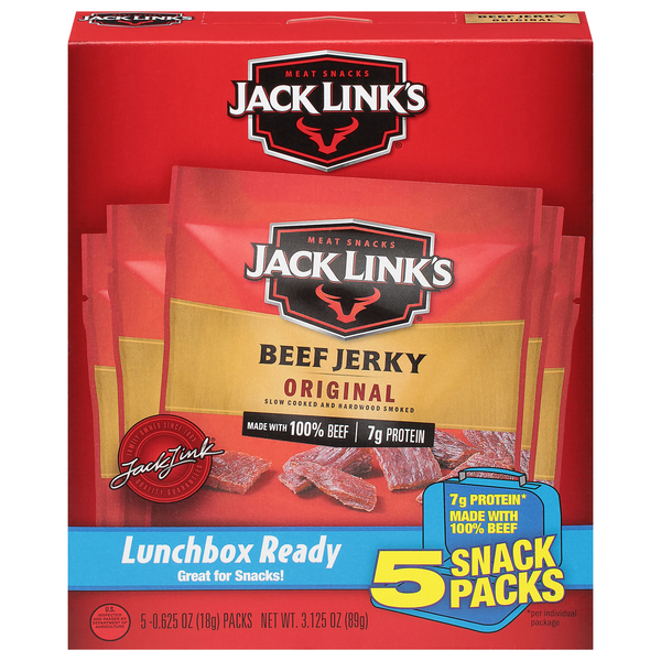 Jack Link's Original 7g Protein Beef Jerky Snack Pack - 5 ct