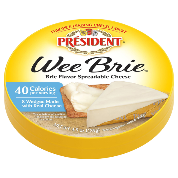 President Wee Brie Spreadable Cheese Wedges - 8 ct
