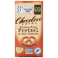 Chocolove Gluten Free Pretzel in Milk Chocolate Candy Bar 33% Cocoa