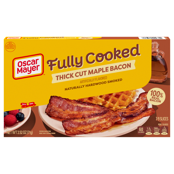 Oscar Mayer Fully Cooked Hardwood Smoked Thick Cut Maple Bacon Slices