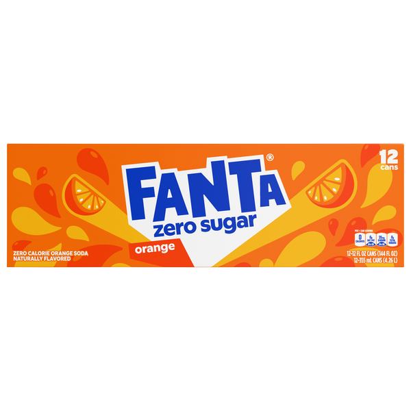 Fanta Zero Orange Soda Caffeine Free - 12 pk