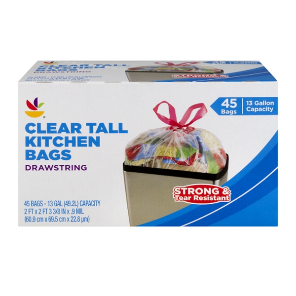 clear tall kitchen garbage bags