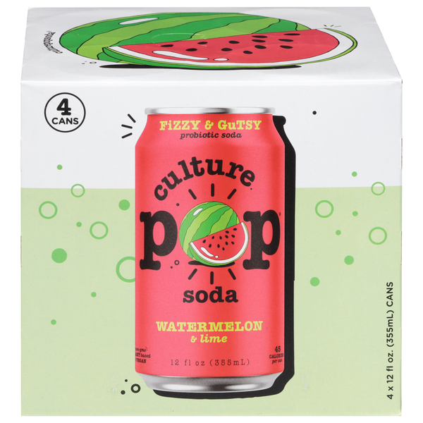 Culture Pop Watermelon & Lime Probiotic Soda - 4 pk