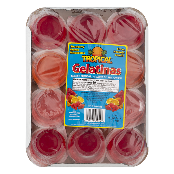 Tropical Strawberry Orange Watermelon Gelatinas Cups - 12 ct