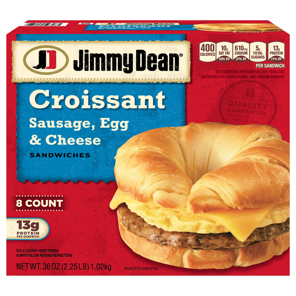 Jimmy Dean Sausage Egg & Cheese Croissant Sandwiches - 8 ct