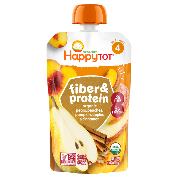 Happy Tot Organics Stage 4 Fiber & Protein Fruit & Veggie Blend Organic