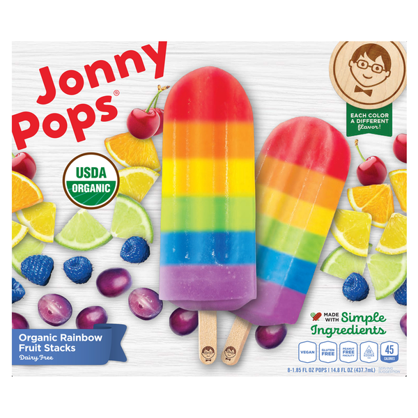JonnyPops Organic Rainbow Fruit Stacks Ice Pops - 8 ct