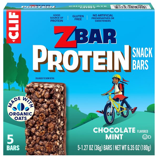 CLIF Zbar Chocolate Mint Protein Snack Bars - 5 ct