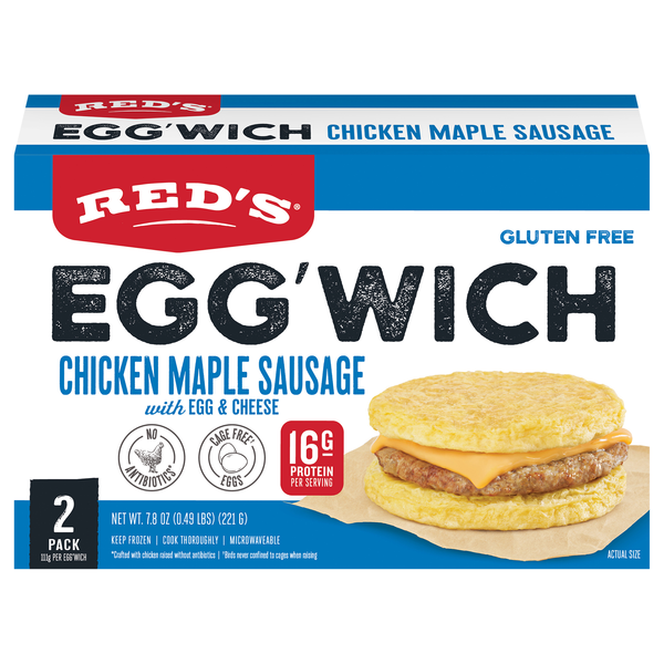 Red's Gluten Free Egg'Wich Chicken Maple Sausage Egg & Cheese - 2 ct
