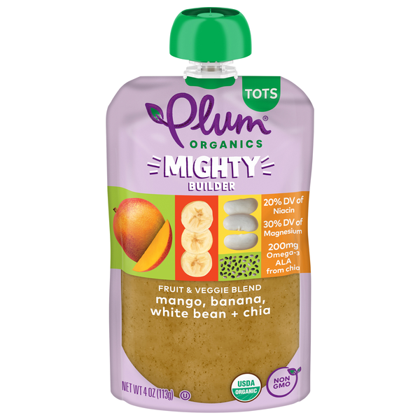 Plum Organics Tots Mighty Builder Mango Banana White Bean + Chia