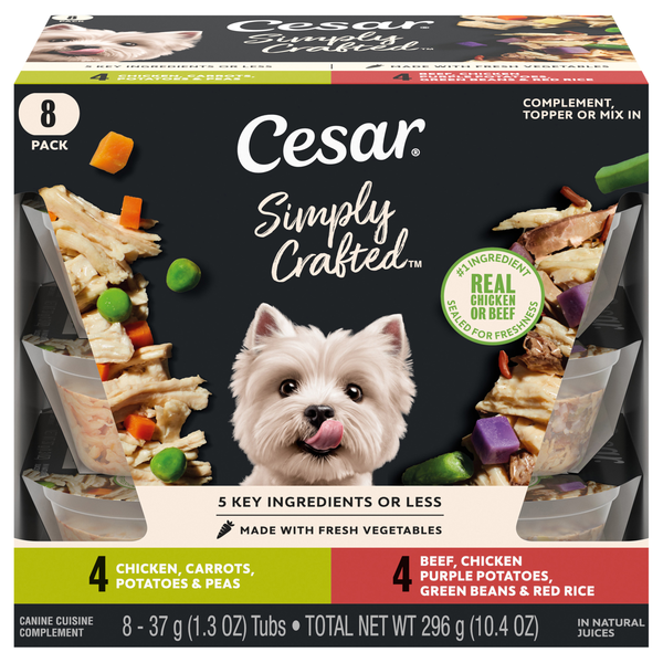 CESAR Simply Crafted Variety Pack Adult Dog Food Complement - 8 ct