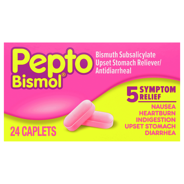 Pepto Bismol Upset Stomach Reliever/Antidiarrheal Caplets